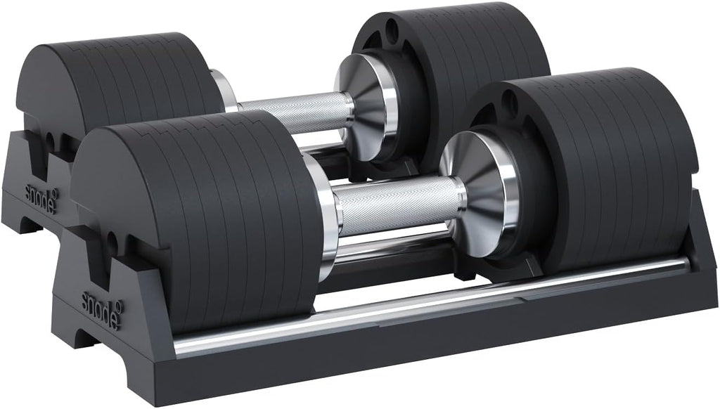 Snode AD80 Cast Iron Adjustable Dumbbells - 10-80 lb Per Dumbbell, Drop-Proof Design, Home Gym Pair