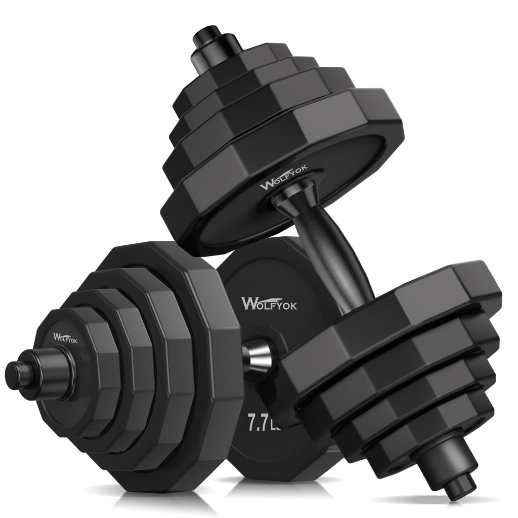 KISS GOLD Adjustable Dumbbells Set 22-88 lbs, Solid Steel Barbell Free Weight Set for Home Gym