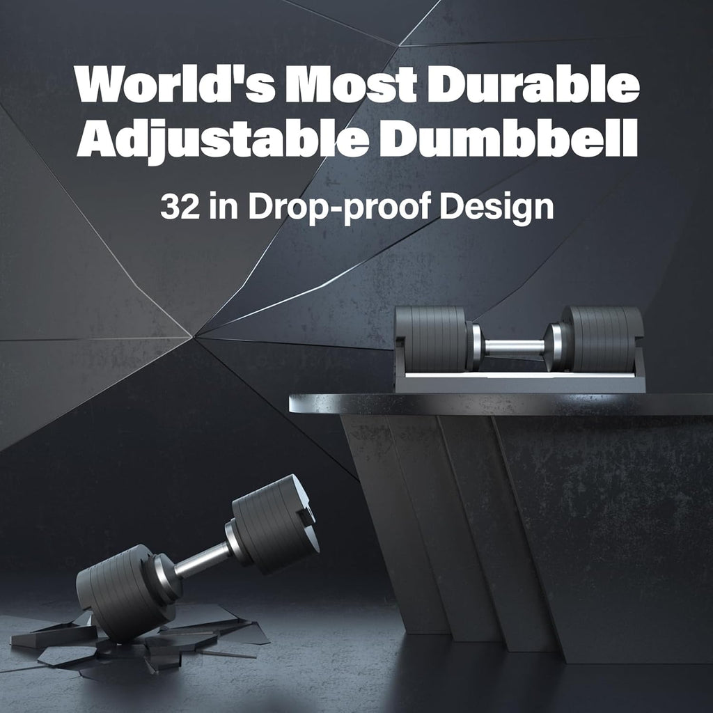 Snode AD80 Cast Iron Adjustable Dumbbells - 10-80 lb Per Dumbbell, Drop-Proof Design, Home Gym Pair
