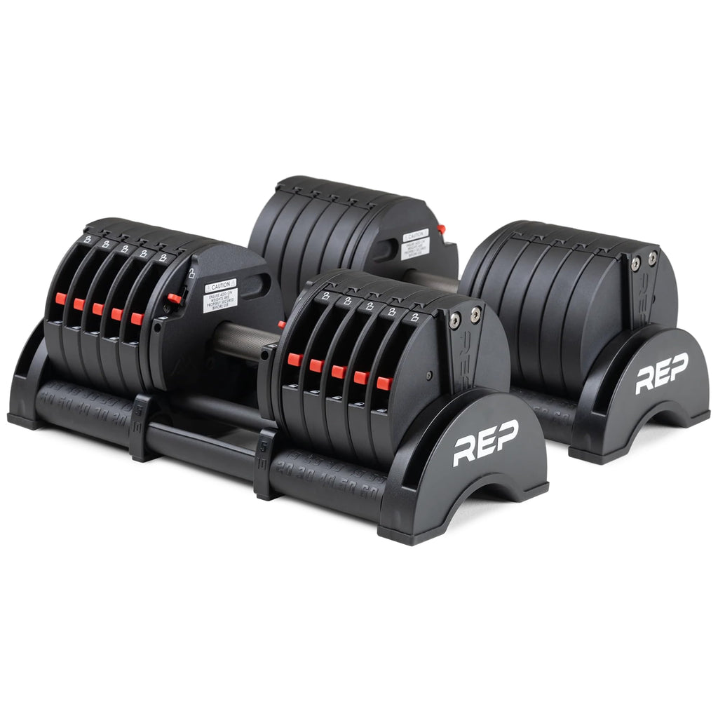 REP Fitness QuickDraw Adjustable Dumbbells - Steel Construction, 30-60 lb Range, Home Gym Set