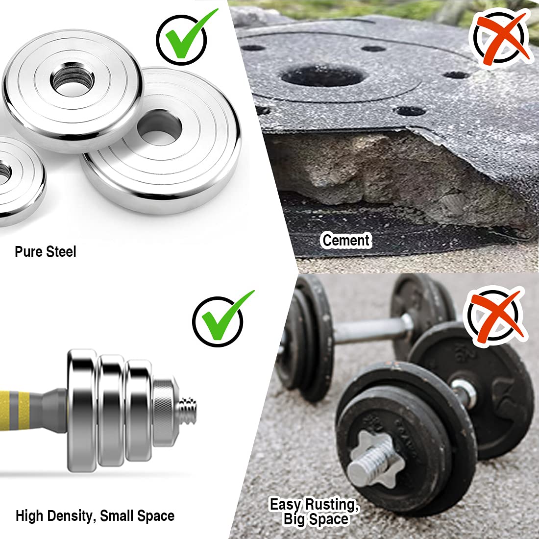 PHOEROS Adjustable Dumbbell Set 44/66/88 LBS - 3-in-1 Barbell & Dumbbells, Steel Weights for Home Gym