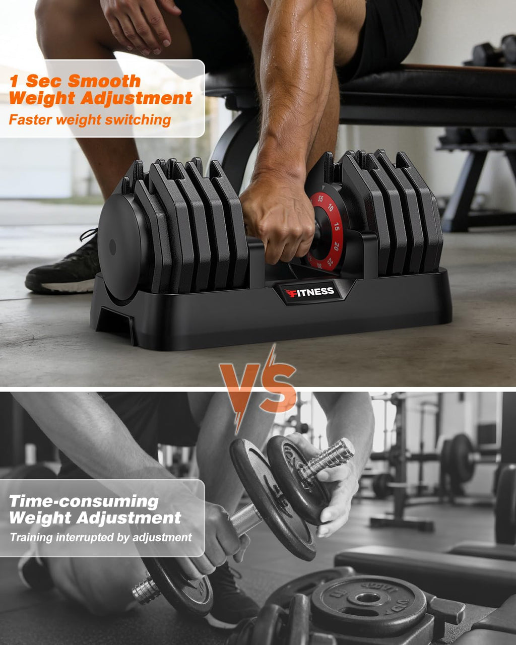 Rendpas Adjustable Dumbbells 55lbs Pair – 10-in-1 Home Gym Weight Set with Knurled Steel Handle