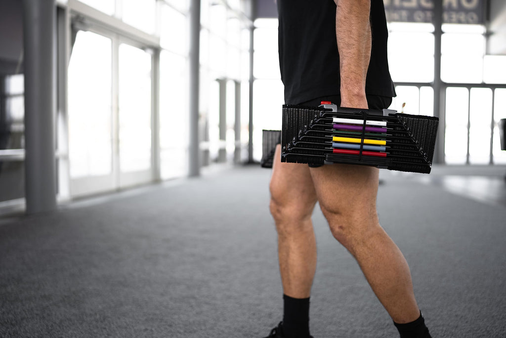 PowerBlock Elite USA 90 Adjustable Dumbbells 5-90 lb Pair – Compact Weight Set with Magnetic Pin