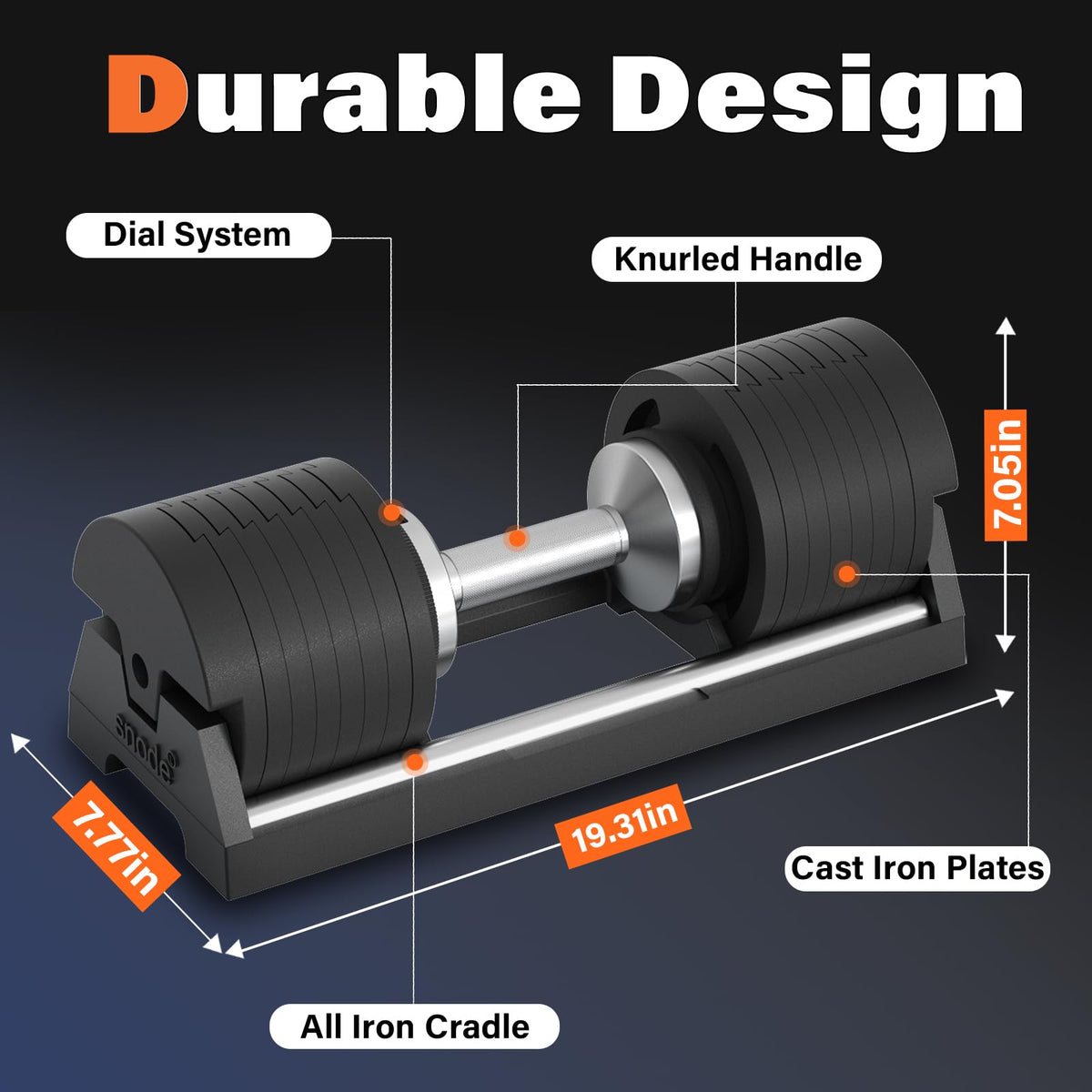 Snode AD80 Cast Iron Adjustable Dumbbells - 10-80 lb Per Dumbbell, Drop-Proof Design, Home Gym Pair
