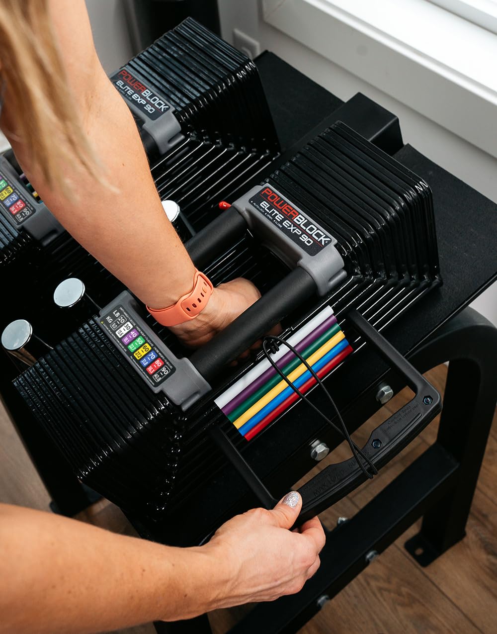 PowerBlock Elite EXP Adjustable Dumbbells 5-50 lbs - Compact Weight Set, Expandable to 90 lbs, Sold in Pairs