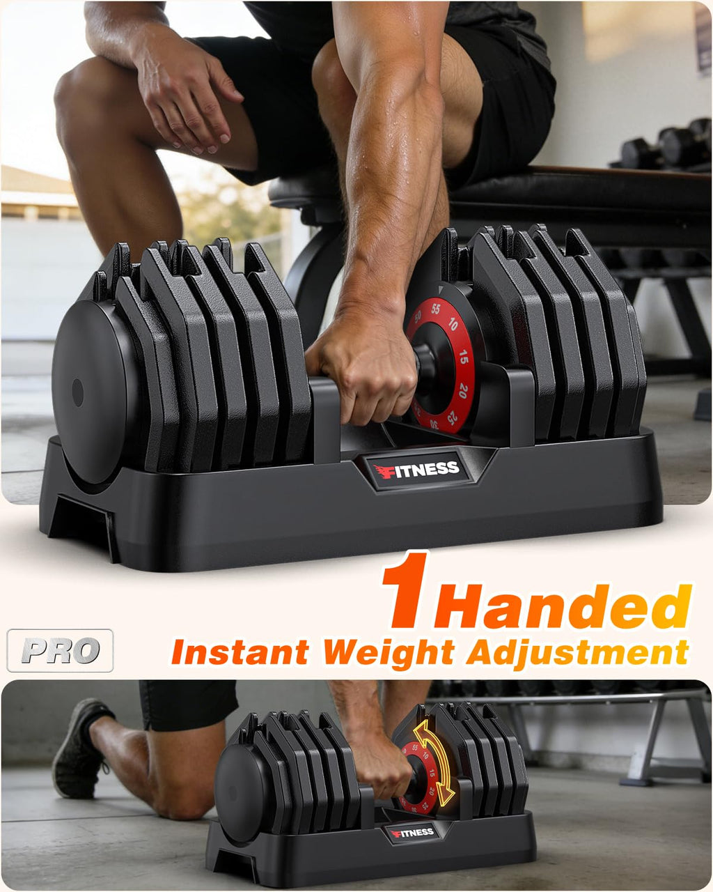 Rendpas Adjustable Dumbbells 55lbs Pair – 10-in-1 Home Gym Weight Set with Knurled Steel Handle