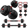 Cvonte Adjustable Dumbbell Set 45lbs - 5-in-1 Free Weight Set with Barbell, Kettlebells, Push-Up Stand & Double Lock