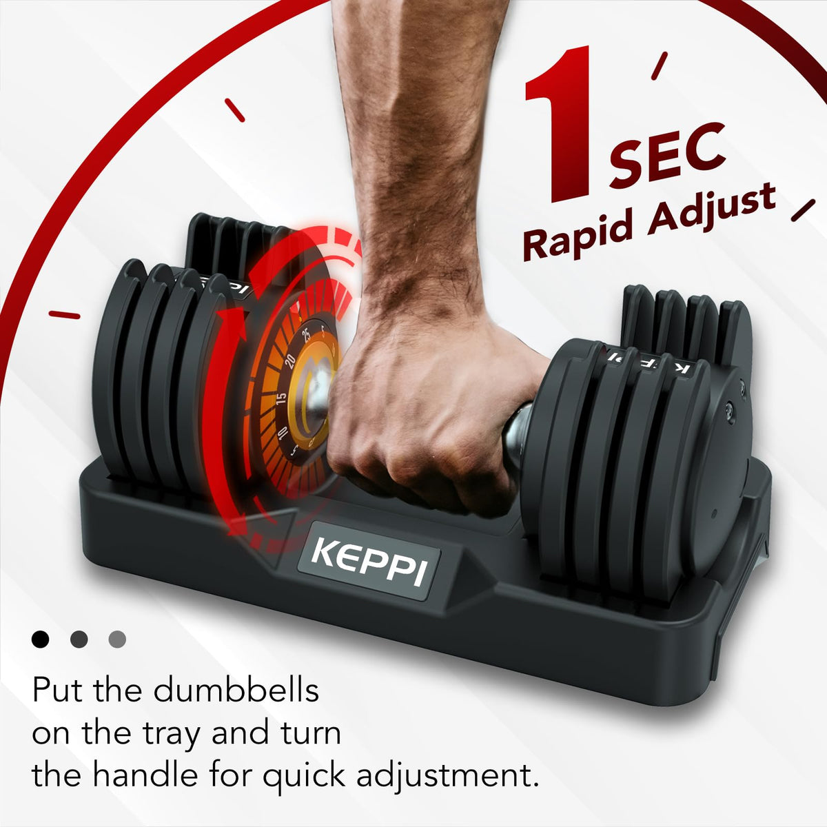 Keppi Adjustable Dumbbells Set of 2, 5-25 lbs Quick Adjust Weights for Home Gym Workout