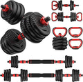 UNNMIIY Adjustable Dumbbells 20/30/45/70/90lbs 5-in-1 Multifunctional Free Weight Set with Barbell Kit