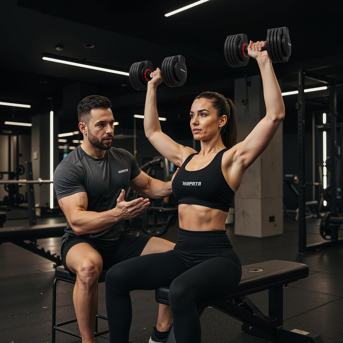 HYPATA 25 lbs Pair Adjustable Dumbbell Set with Tray - 5-in-1 Fast Weight Adjustment for Home Gym
