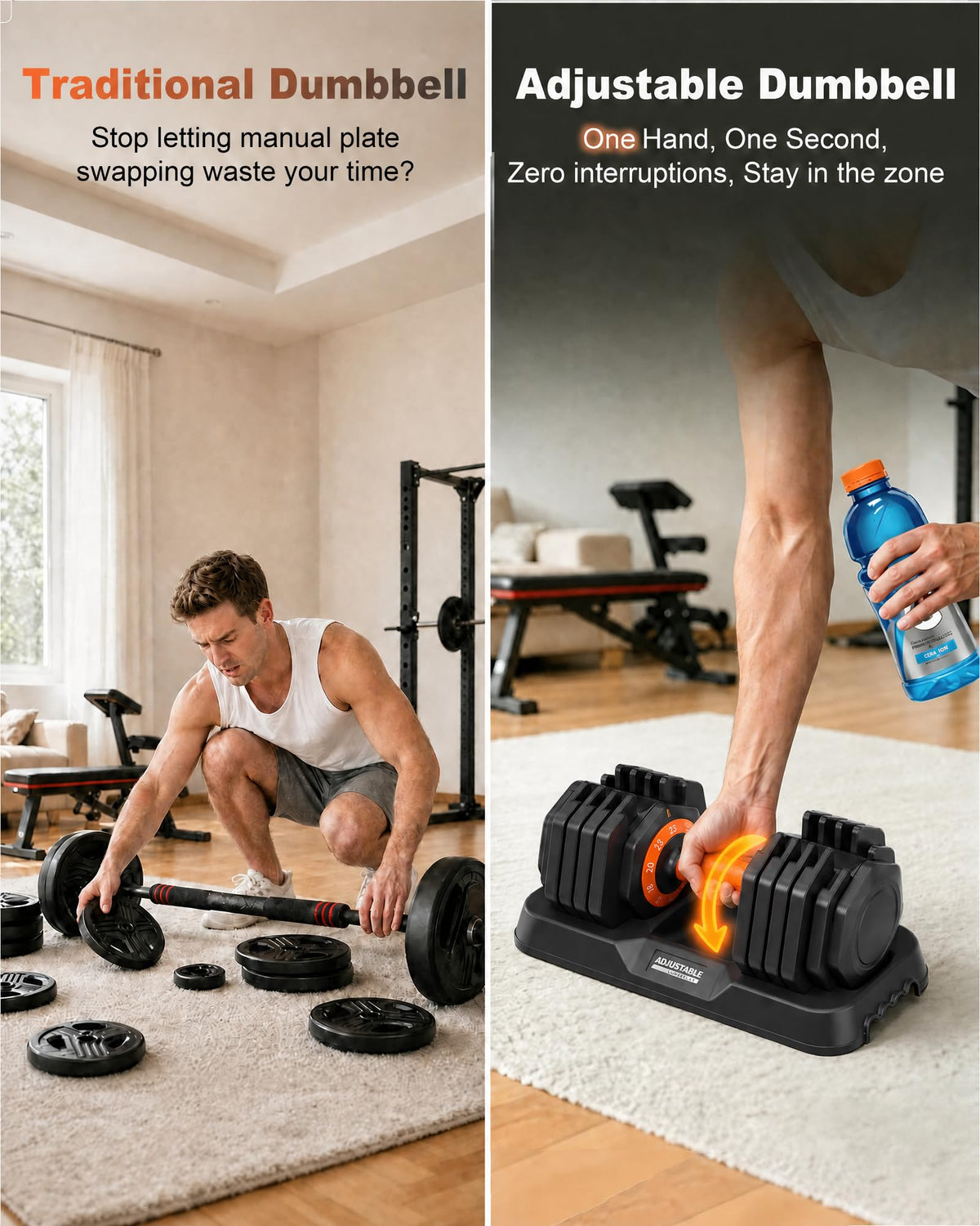 WLR Adjustable Dumbbells 25lb Set - 10-in-1 Quick-Dial Weight Set with Micro Increments from 3lb, Anti-Slip Grip & Tray