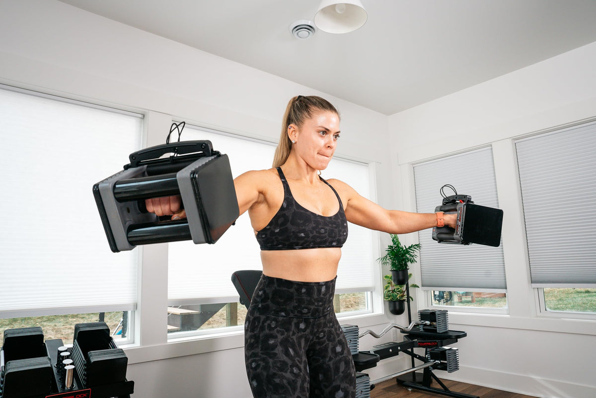 PowerBlock Elite EXP Adjustable Dumbbells 5-50 lbs - Compact Weight Set, Expandable to 90 lbs, Sold in Pairs