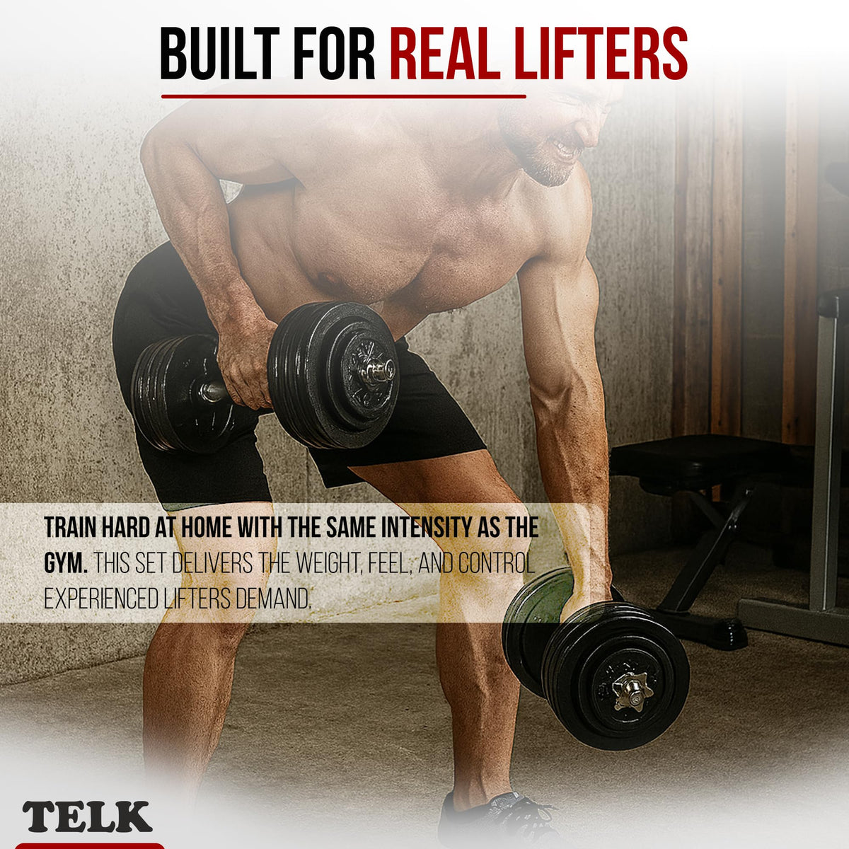 TELK Adjustable Dumbbell Set 200lb (100lb x 2) Cast Iron Home Gym Weight Set with Baked Enamel Plates